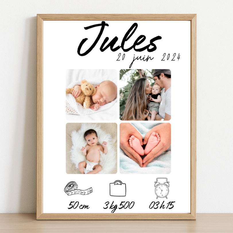 Affiche de naissance personnalisée