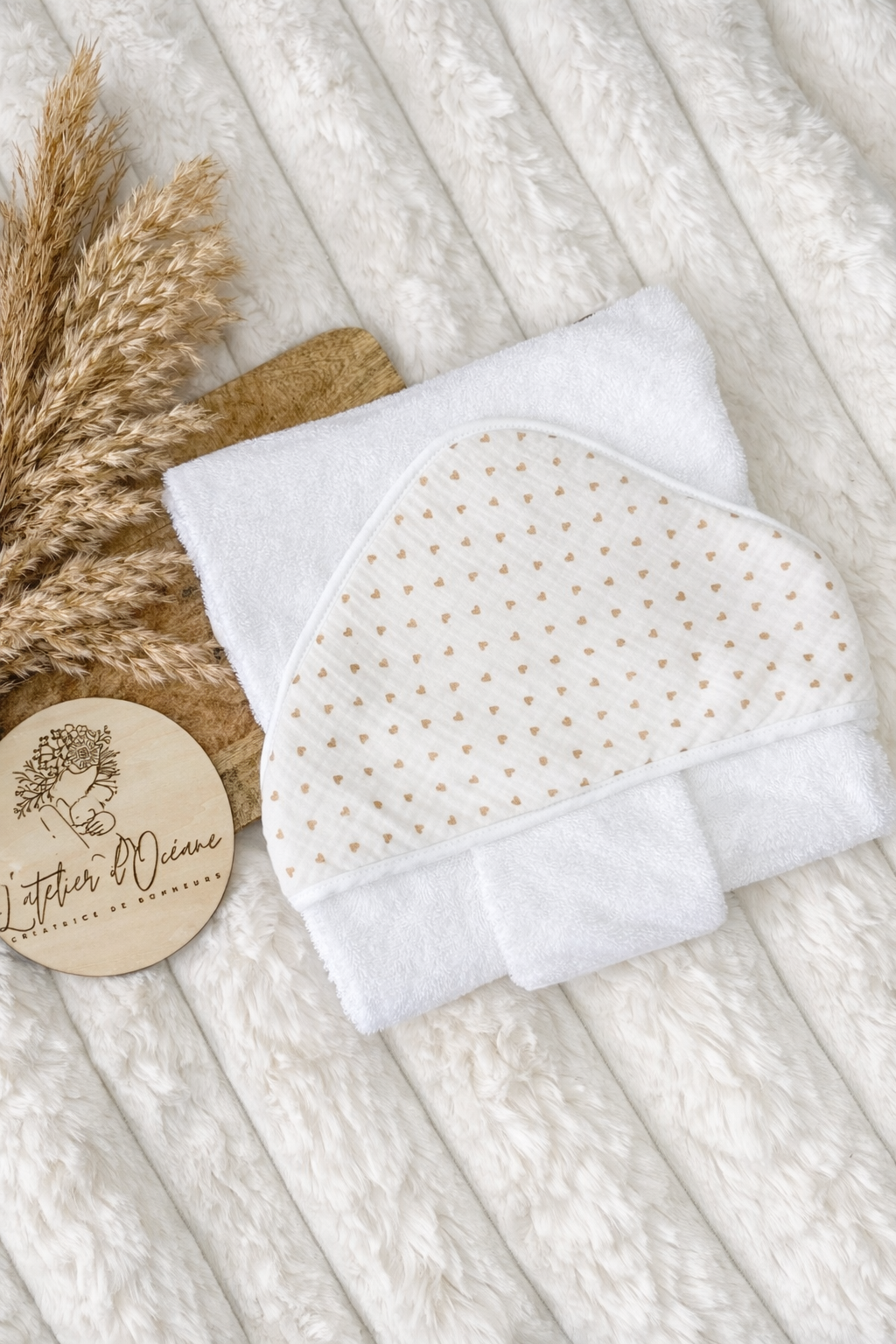 ♡ Cape de bain et gant de toilette cœur ♡