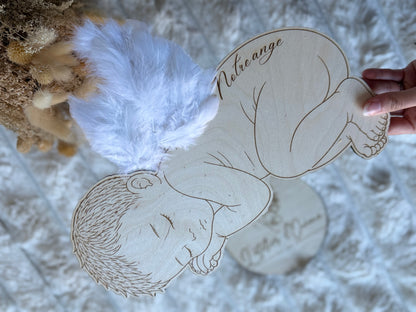 Ange en Bois Gravé Personnalisé — Prénom Bébé | Souvenir Naissance & Hommage