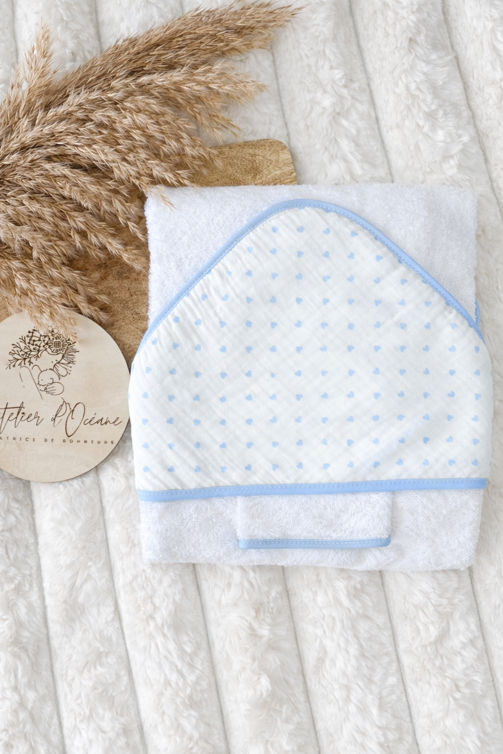 ♡ Cape de bain et gant de toilette cœur ♡