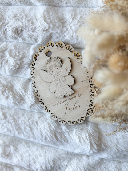 Plaque en bois personnalisée « La Fée des Dents » – Souvenir gravé pour enfant