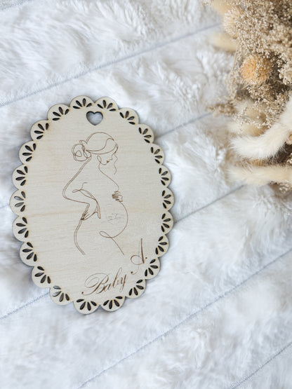 Médaille d'Annonce de Grossesse en Bois Personnalisée — "Future Maman"