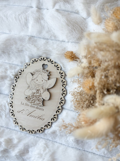 Plaque en bois personnalisée « La Fée des Dents » – Souvenir gravé pour enfant