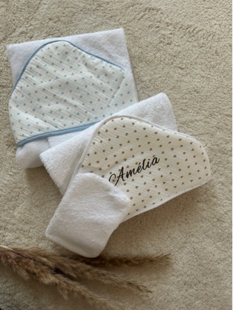 ♡ Cape de bain et gant de toilette cœur ♡