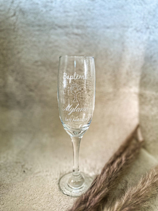 Flûte a champagne gravée